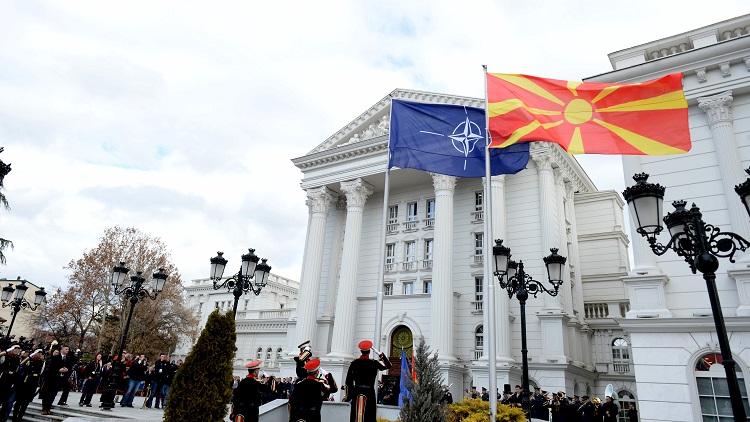 NATO Flag hoisted in front of Government Building