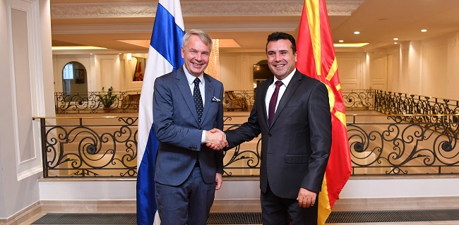Finnish FM Haavisto meets Dimitrov and Zaev during Visit to Skopje