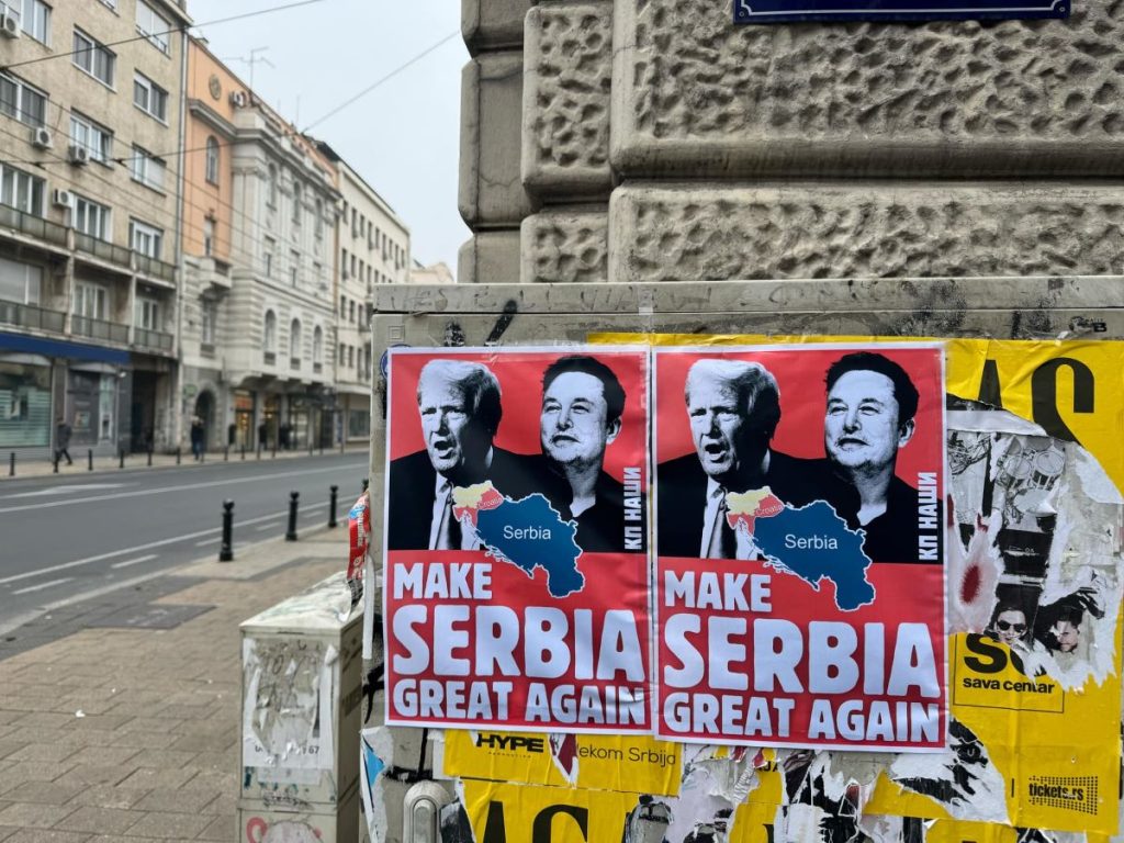 Posters of Trump and Musk Including Greater Serbia Map Put Up in Belgrade